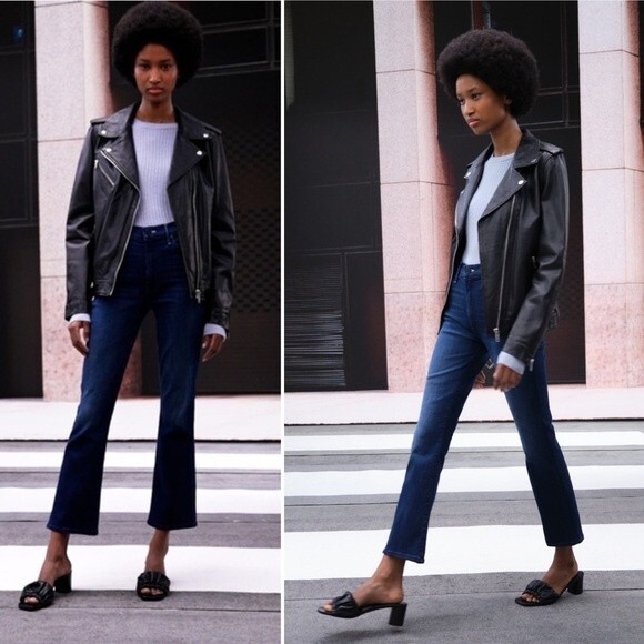 Mother Denim Insider Ankle Bootcut Jeans in Cross Your Fingers Dark Wash 26 - Picture 1 of 12